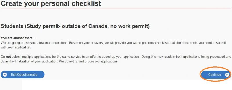 カナダの学生ビザ申請「Personal reference code」記入例6