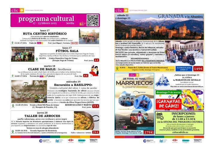 CLIC Sevilla、アクティビティ、カレンダー